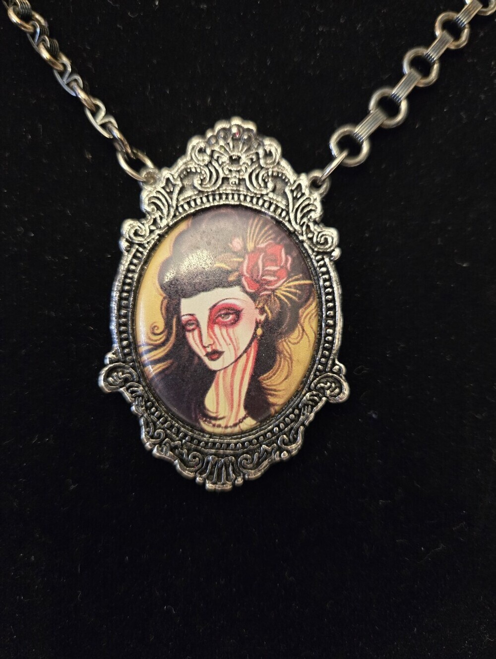 Pin Up Girl Whitney Lenox Necklace Women's Head Shot Gothic Victoria Vintage